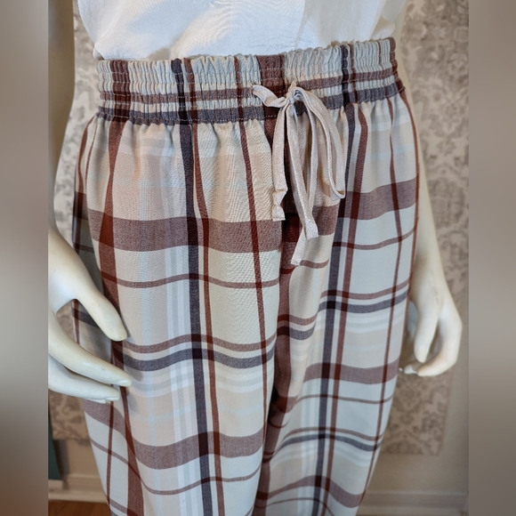 Wilfred Aritzia Soleste Plaid High Rise Pull On cuffed Pant size Large - Picture 8 of 13